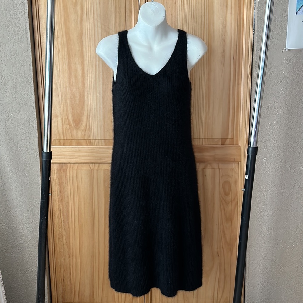 Vintage Ralph Lauren Black Angora Rabbit Hair Midi Dress